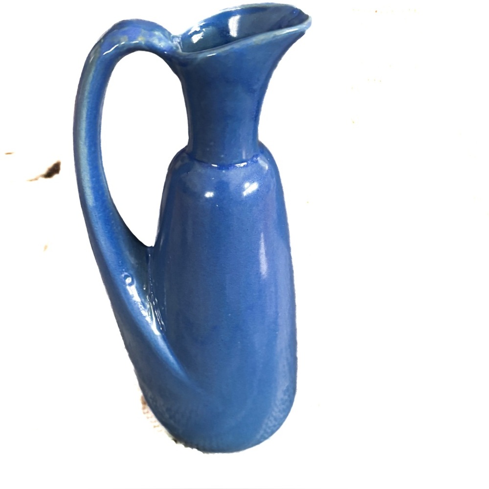 Vintage Blue Pottery Pitcher Vase